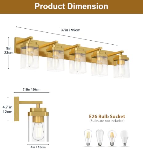 Brushed Gold Bathroom Light Fixtures