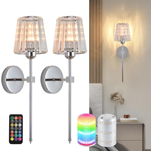 Battery Operated Crystal Wall Sconce Set of 2