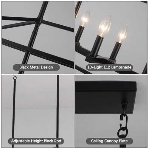 38'' Black Dining Room Light Fixture