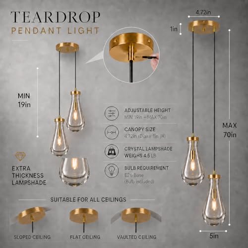 Modern Gold Teardrop Pendant Light (Gold / 2-Light)