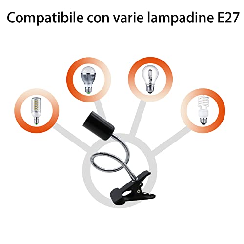 Clip Desk Lamp Socket 2 Pack Flexible Gooseneck Lamp Stand Clip (2 Count)