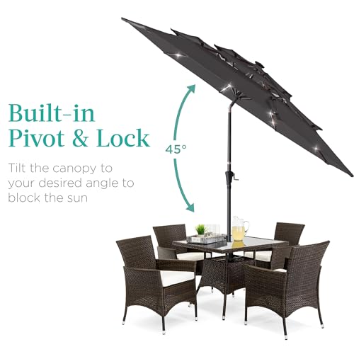 10ft 3 Tier Solar Patio Umbrella