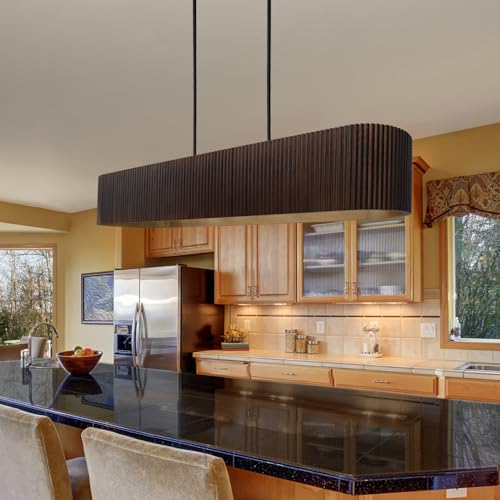 Walnut Wood Dining Room Light Fixture