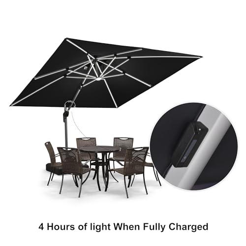Patio Umbrella wtih Base 10'X10' Double Top LED Light