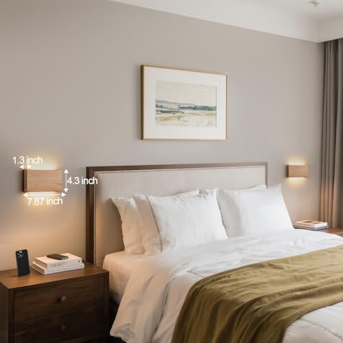 Wood Wall Sconce Indoor Wall Lights Hardwired 1 Pack Up and Down Wall Mount Light for Living Room Bedroom Hallway Corridor Conservatory Cool White 3000K