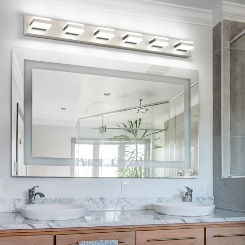 LED Modern Bathroom Vanity Lights Over Mirror Fixture Brushed Nickel Vanity Light 6 Light LED Nickel Wall Light ETL Listed