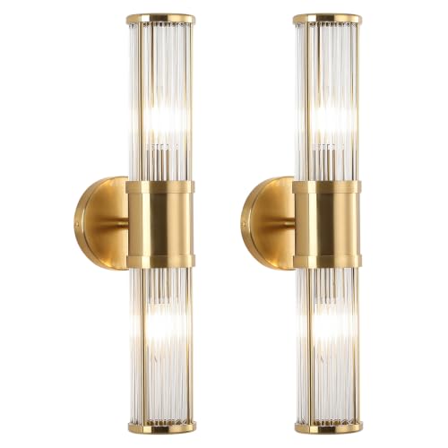 Brushed Brass Wall Sconces Set of 2