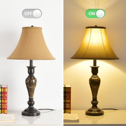 Living Room Vintage Table and Floor Lamp Set of 3 with Brown Shade (3 Count)