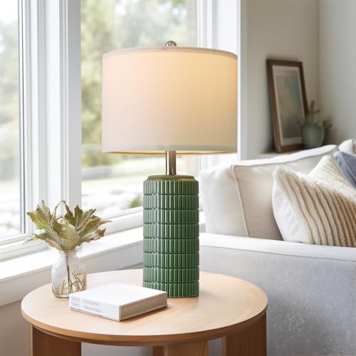 23" Dark Green Ceramic Table Lamps Set of 2 (2 Count)