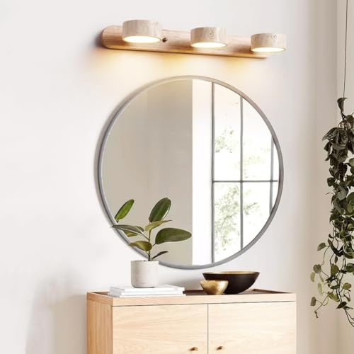 Farmhouse Wood Bathroom Vanity Light Natural Stone Shade