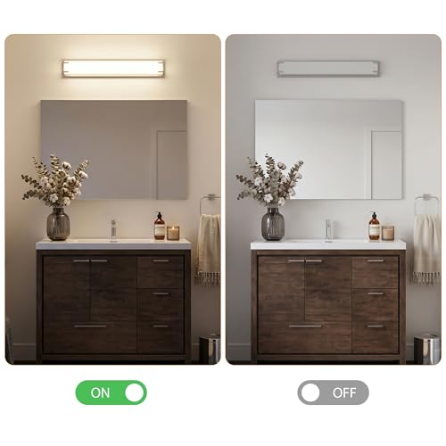 LED Bathroom Light Fixture Over Mirror 24.4" Vanity Light with Milky White Lampshade 4000K Daylight Brushed Nickel Bath Bar (24 Count)