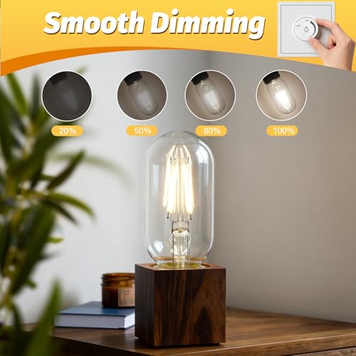 Dimmable Vintage Edison Bulbs 60 Watt Led 6W E26 LED Bulb 600 Lumens 4000K Natural Light CRI 90 T45 Antique LED Bulb Clear Glass for Chandeliers (2 Count)