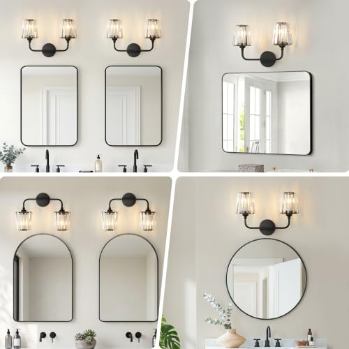 Modern Bathroom Light Fixtures (Matte Black / 2 Light)