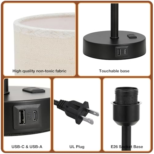 17.4" Bedside Lamp for Bedroom