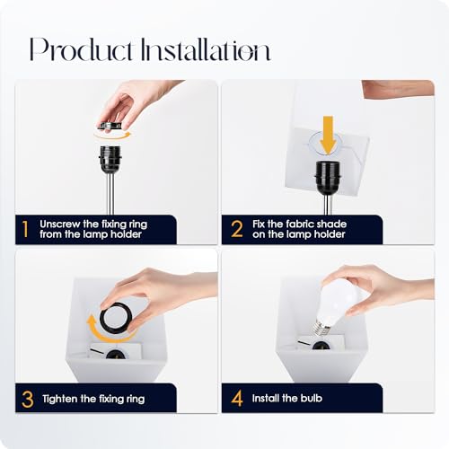 Set of 2 Bedside Table Lamp 3 Way Dimmable Nightstand Lamp with USB C & USB A Charging Port (2 Count)