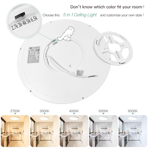 15 Inch Dimmable Large Flush Mount Ceiling Light Fixture (2 Count)