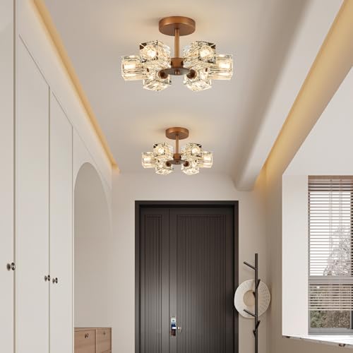 Crystal Antique Semi Flush Ceiling
