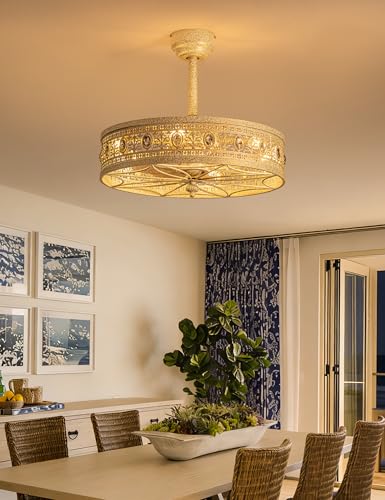 Art Deco Chandelier Ceiling Fan with Light