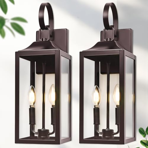 19" Large Oil Rubbed Bronze Outdoor Wall Lights (2 Count)
