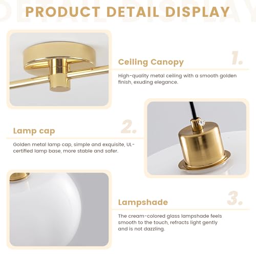 2 Light Milk Glass Pendant Light for Kitchen Island