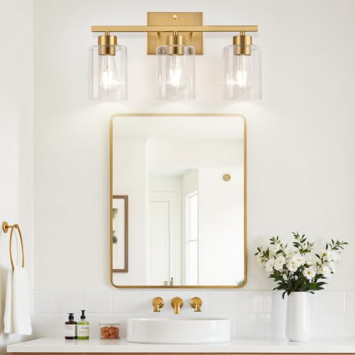 3 Light Brushed Gold Bathroom Vanity Light