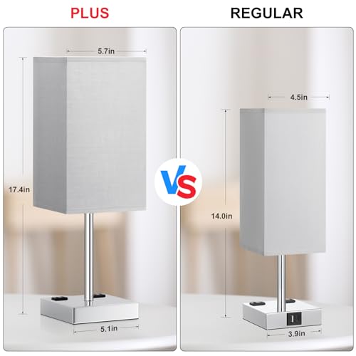 17.4" Grey Touch Table Lamp for Bedroom