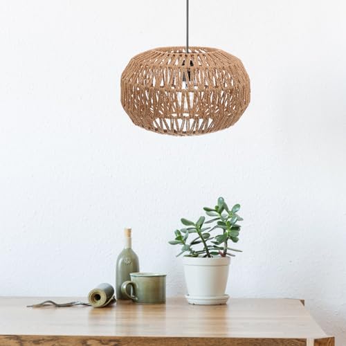Woven Paper Rope Lamp Shade Simulation Rattan Pendant Light Shade