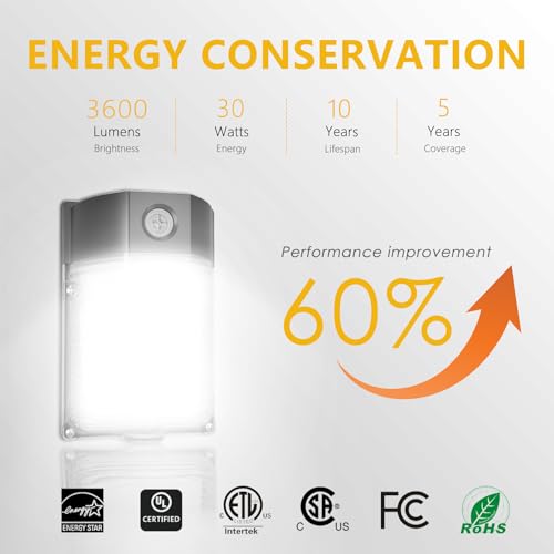 30W LED Wall Pack Light with Dusk to Dawn Sensor (2 Count)
