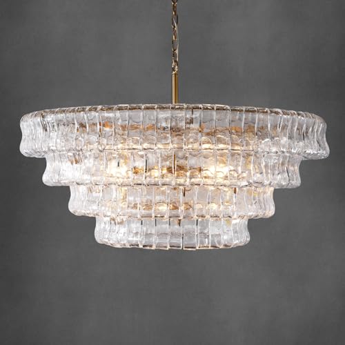 Clear Glass 36 inch Round Chandelier for Dining Room