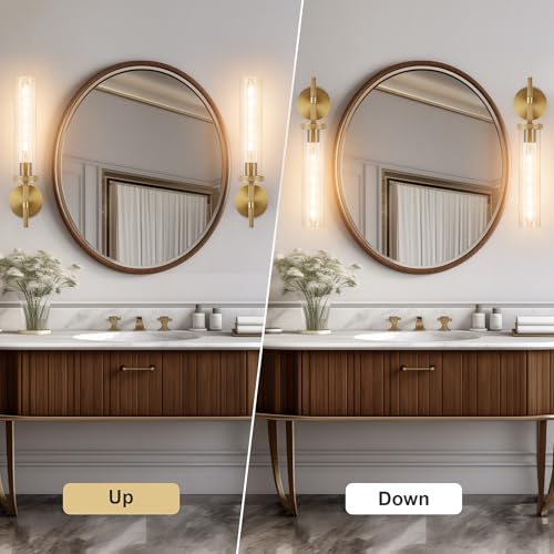 19.5" Knurled‑Craft Hardwired Brass Wall Sconce