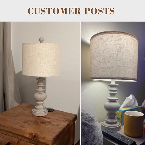 Tradition 20" Rustic Table Lamp Set of 2 for Living Room Bedroom Bedside Desk Lamps Bedroom Nightstand Vintage Lamps Linen（Suitable for Decorating Small Areas） (2 Count)
