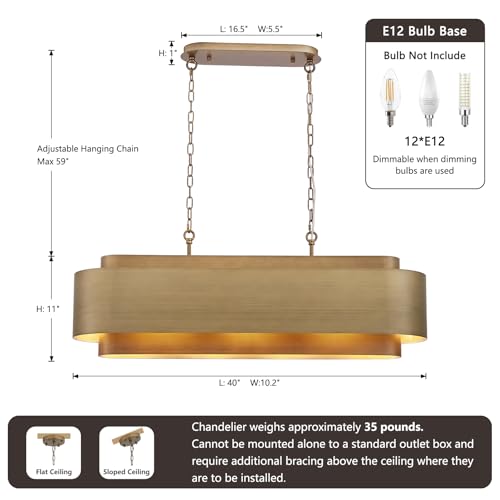 40" Modern Farmhouse Linear Chandelier