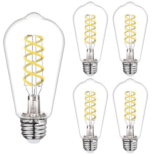 4 PCS ST58 Dimmable Spiral Vintage E26 LED Bulb 60 Watt LED Edison Bulbs (4 Count)