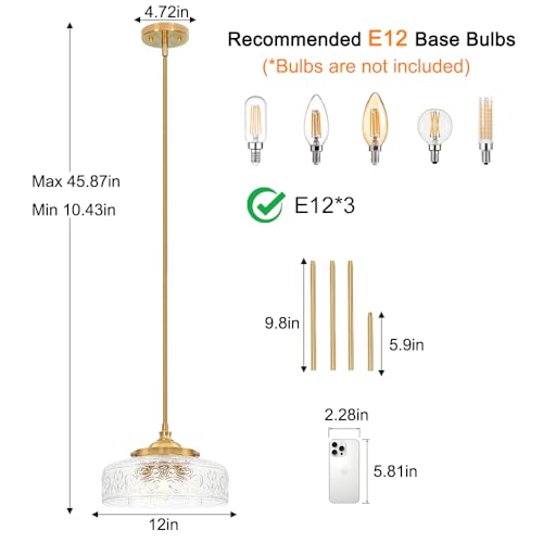 3 Light Adjustable Pendant Lights Kitchen Island