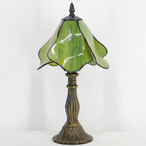 Small Tiffany Lamp Green Yellow Morning Glory Style W8H14.5 Inch