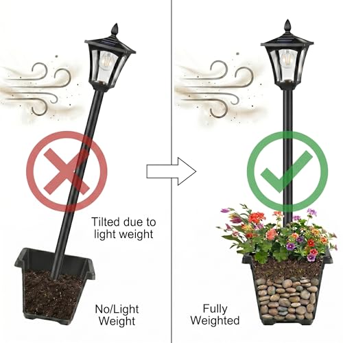 76" Solar Lamp Post Lights with Planter
