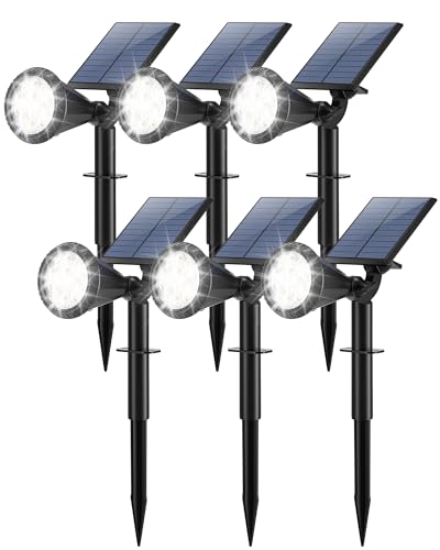 Solar Lights Outdoor Waterproof 180° Adjustable Landscape Spot Lights for Yard 4 Lighting Modes Solar Powered Spotlights for Pathway Garden Outside Wall Pool Porch (6 Count)