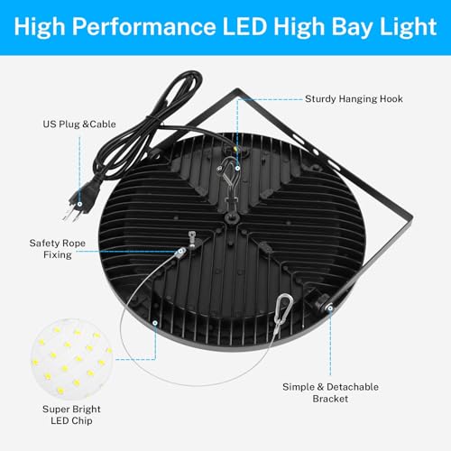 4pack 200WSuper Bright High Bay Led Shop Lights 28000LM 5000K100 (4 Count)