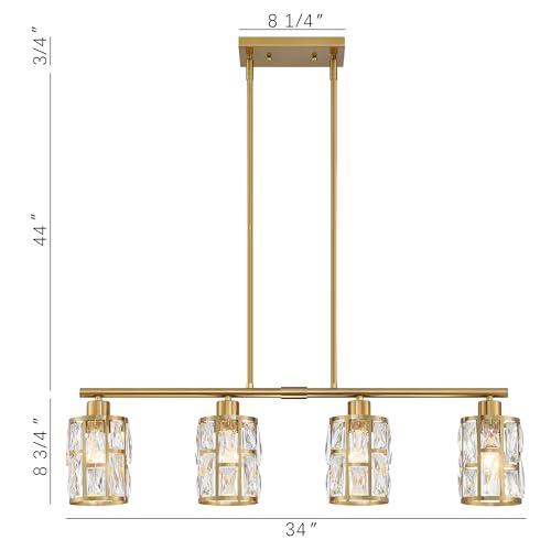 Gold Crystal Pendant Light Fixture for Kitchen Island Dining Room