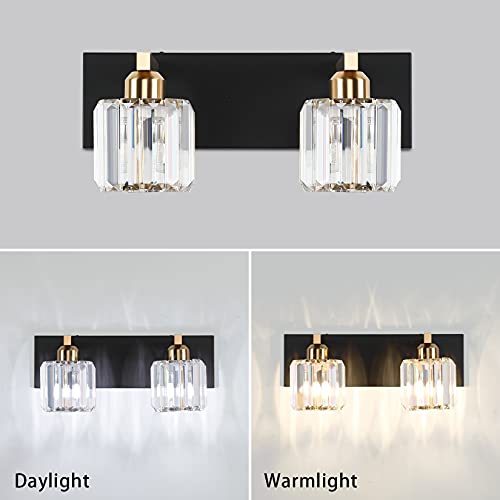Vanity Lighting Fixtures for Bathroom Matte Black Vanity Lights Fixtures Crystal 2 Lights Wall Light Fixture Over Mirror