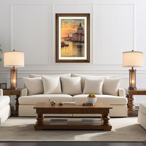 Set of 2 Farmhouse Table Lamps for Living Room with 2 USB Charging Ports (2 Count)