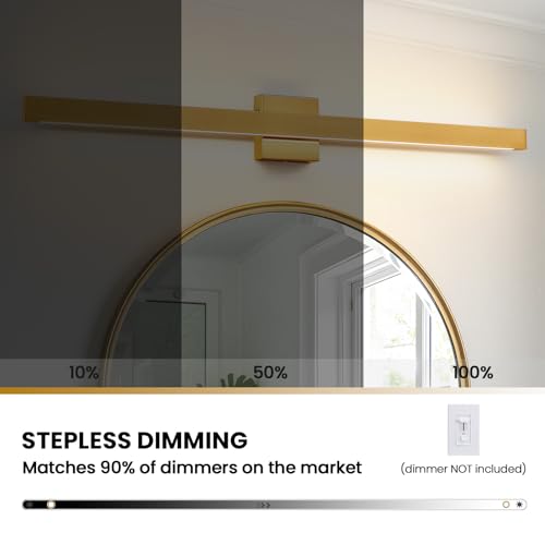 Modern Bathroom Light Fixtures 39 Inch Gold Bathroom Vanity Light with Up & Down Lighting 30W Dimmable 5CCT LED Vanity Lighting Fixture Bar for Bathroom Restroom