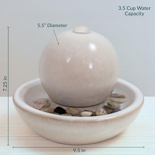 Sunnydaze 7" Indoor Ceramic Tabletop Fountain with Orb