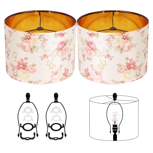 Black Lamp Shades Drum Set Of 2 Medium Gold 12 (2 Count)