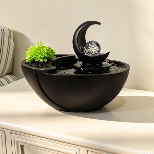 Table Fountain Indoor Water Zen Garden Decor with Succulent Plant