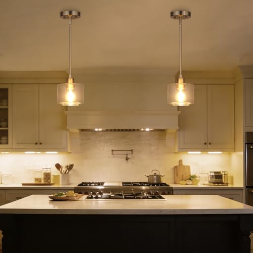 Brushed Nickel Pendant Lights Kitchen Island 2 Pack (2 Count)
