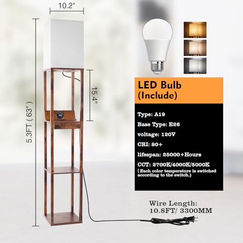 Floor Lamp with Shelves