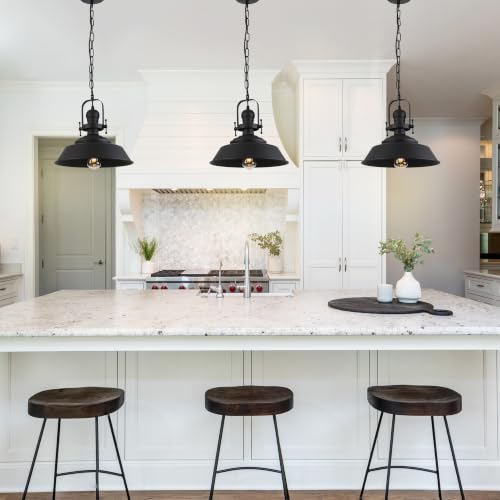 14" Farmhouse Black Pendant Light for Kitchen Island