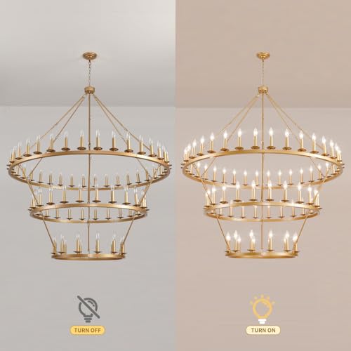 3 Tier Gold Wagon Wheel Chandelier