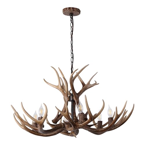 Eldora 6 Light Resin Antler Chandelier 33"